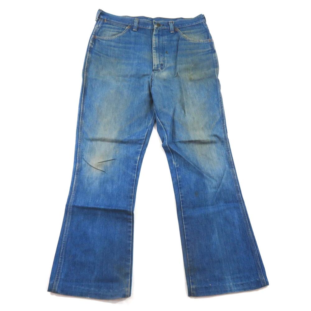 Maverick Denim Blue Jeans Cowboy USA Made 34 Measured 33x29 1970s Distressed